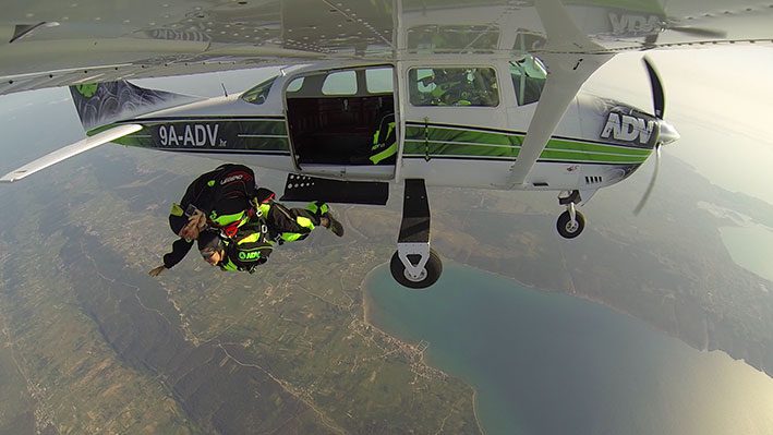 jumping out of airplane