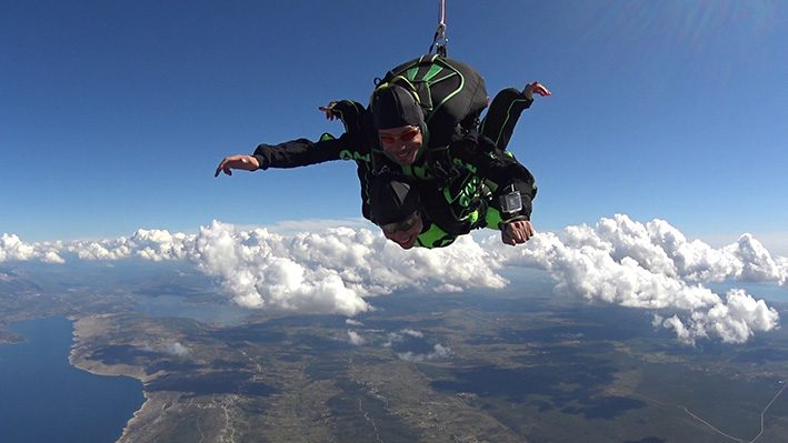 tandem skydive clouds